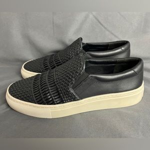 Via Spiga Woven Leather Slip-On Sneakers Black Size 6.5